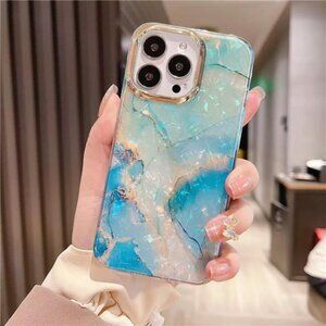 iPhone 16 Pro Plus Pro Max Blue Marble Slim TPU Protective Bumper Case